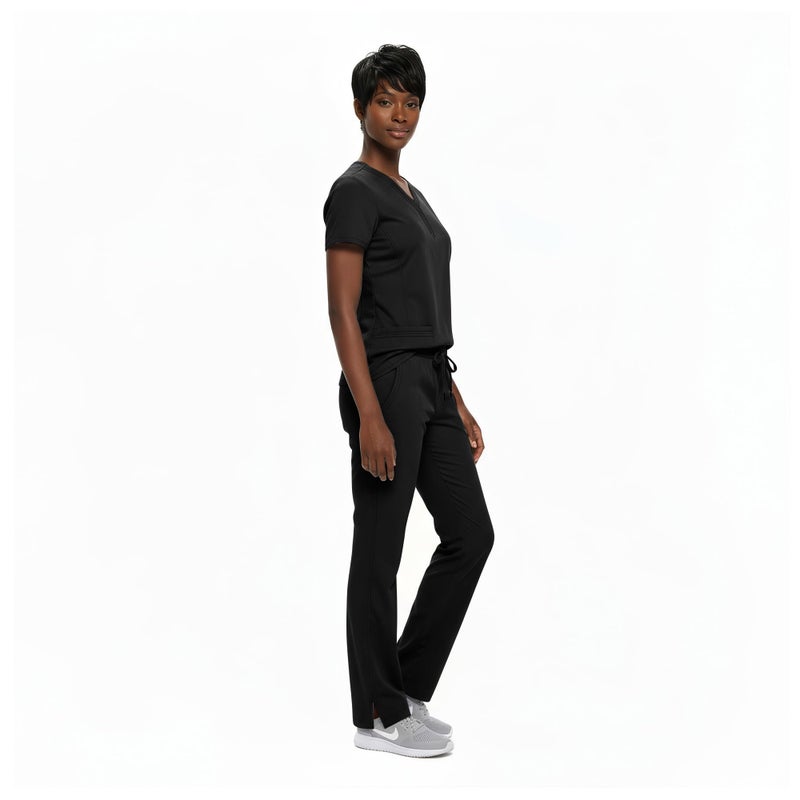 Natural Uniforms Women's Ultra Soft Y-Neck Scrub Set (Black, X-Large) - Image 3